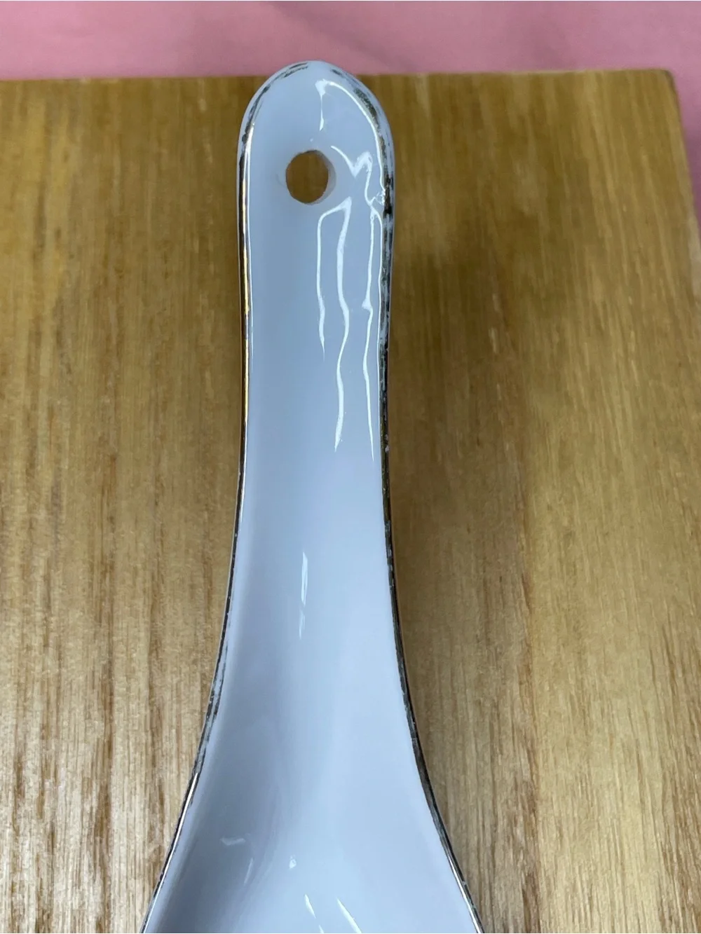 Vintage Floral Porcelain Soup Spoons - Set of 3, White with Floral Decal